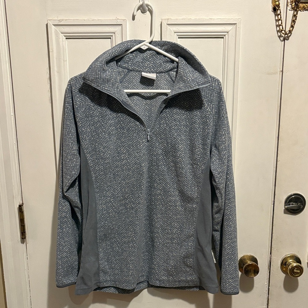Columbia Blue-Gray Chevron Columbia Quarter Zip Fleece